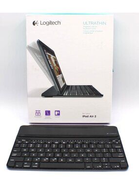 Logitech Ultrathin Magnetic Clip-On Keyboard iPad Air 2 Gray Angle Adjust NEW
